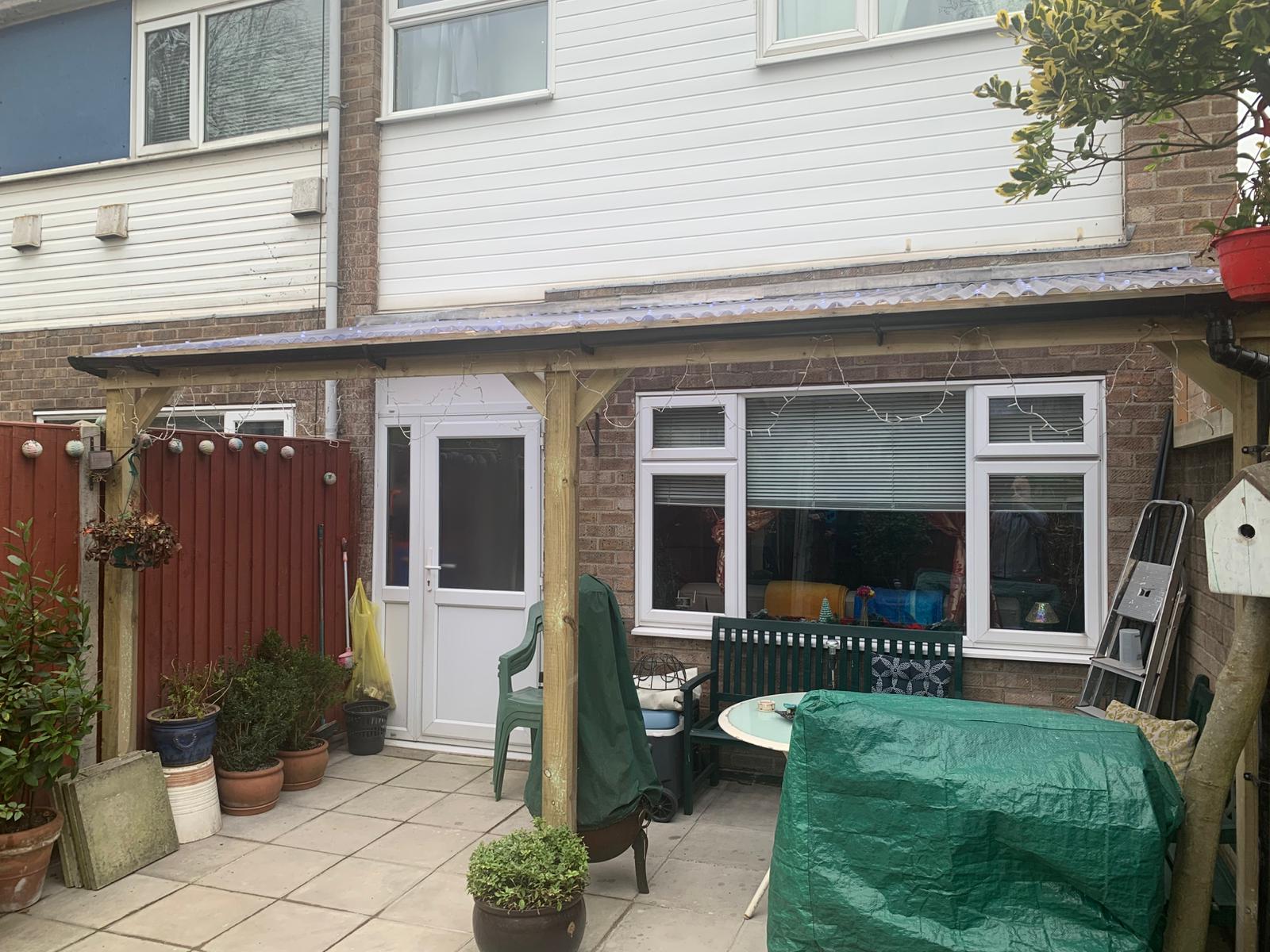 Patio and pergola area completed in Suffolk